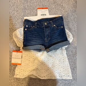 Koala Kids Blue Denim Shorts and White Eyelet Top